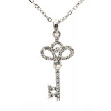 Rhinestone Key Charms Necklaces - Clear - NE-JVSN8311CL